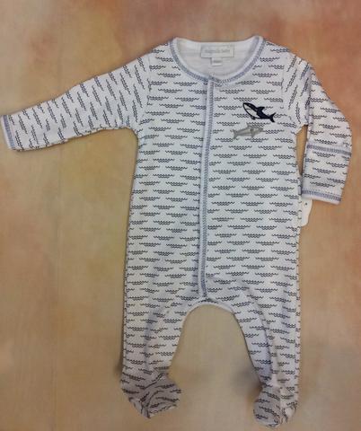 MB866-402LB Shark tooth Boys Footed layette Romper by Magnolia Baby-Magnolia Baby-Nenes Lullaby Boutique Inc
