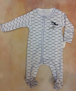 MB866-402LB Shark tooth Boys Footed layette Romper by Magnolia Baby-Magnolia Baby-Nenes Lullaby Boutique Inc
