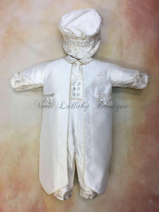 Nunziato Boys White Silk & Gold Brocade Christening Suit by Piccolo Bacio PB_Nunziato_gb_ws_lp-Piccolo Bacio Christening-Nenes Lullaby Boutique Inc