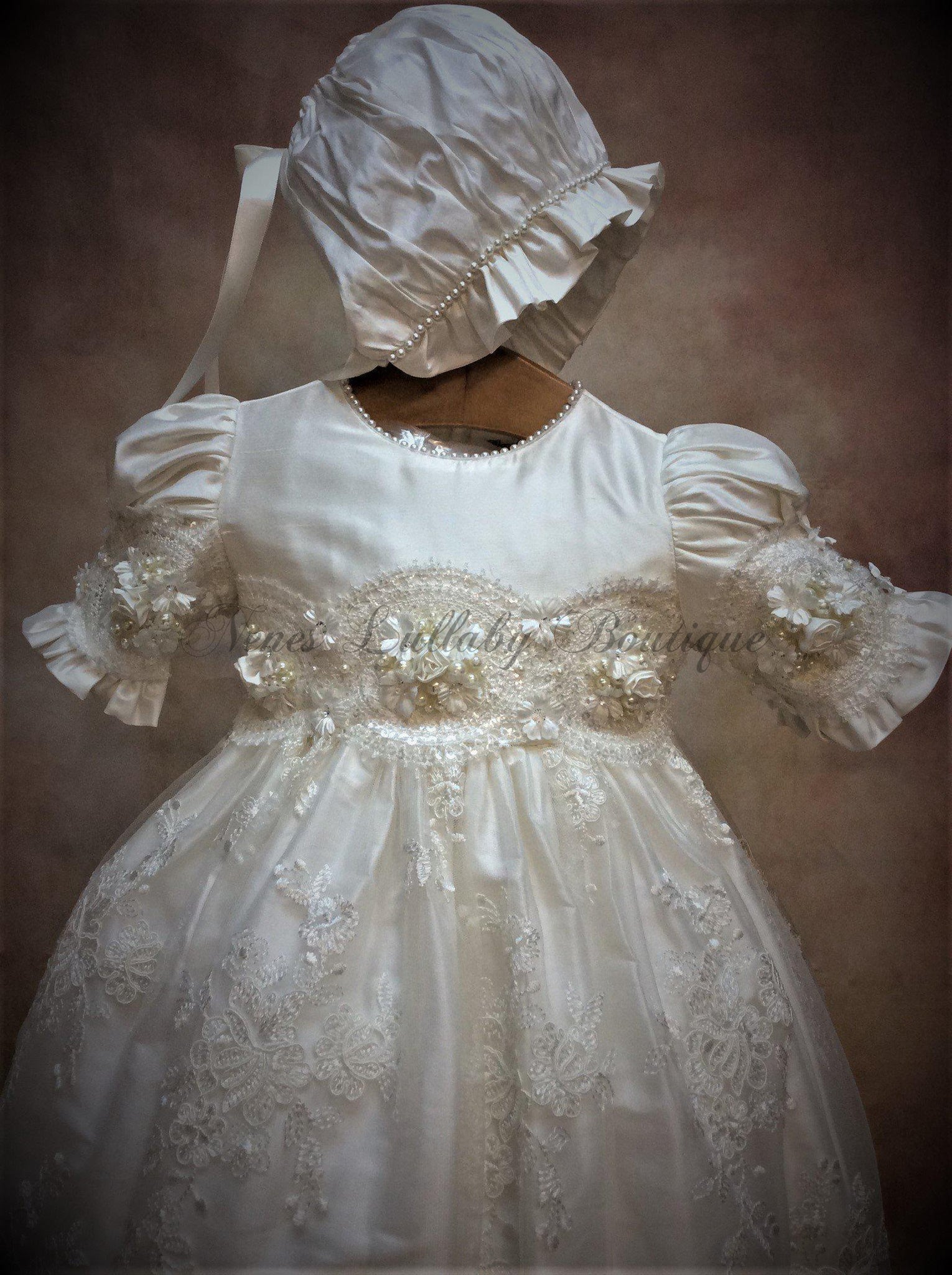 Laura PEARL BEADED Christening gown | Girls Christening gown | Baby gi |  Caremour