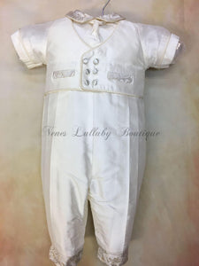 Nunziato Boys White Silk & Gold Brocade Christening Suit by Piccolo Bacio PB_Nunziato_gb_ws_lp-Piccolo Bacio Christening-Nenes Lullaby Boutique Inc