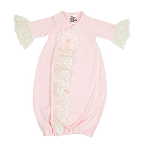 HB_QCP01 Baby Girl Layette Gown & matching Cap-Haute Baby & Frilly Frocks-Nenes Lullaby Boutique Inc