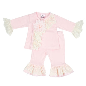 HB_QCP05 Little Girl Layette two piece set with matching Headband-Haute Baby & Frilly Frocks-Nenes Lullaby Boutique Inc