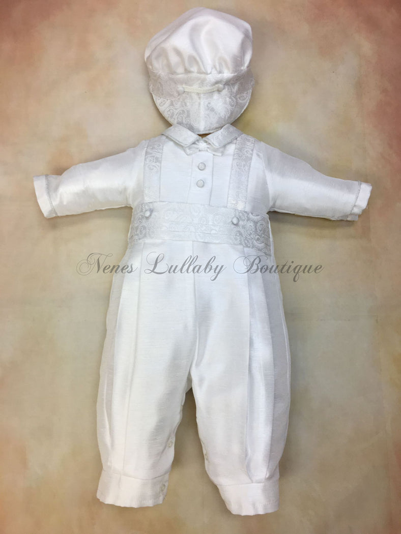 Renzo boys Shantung Christening outfit Piccolo Bacio PB_Renzo_sh_ls_lp-Piccolo Bacio Christening-Nenes Lullaby Boutique Inc