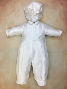 Renzo Boys White  Silk / Silk Brocade Christening / Baptism  outfit by Piccolo Bacio