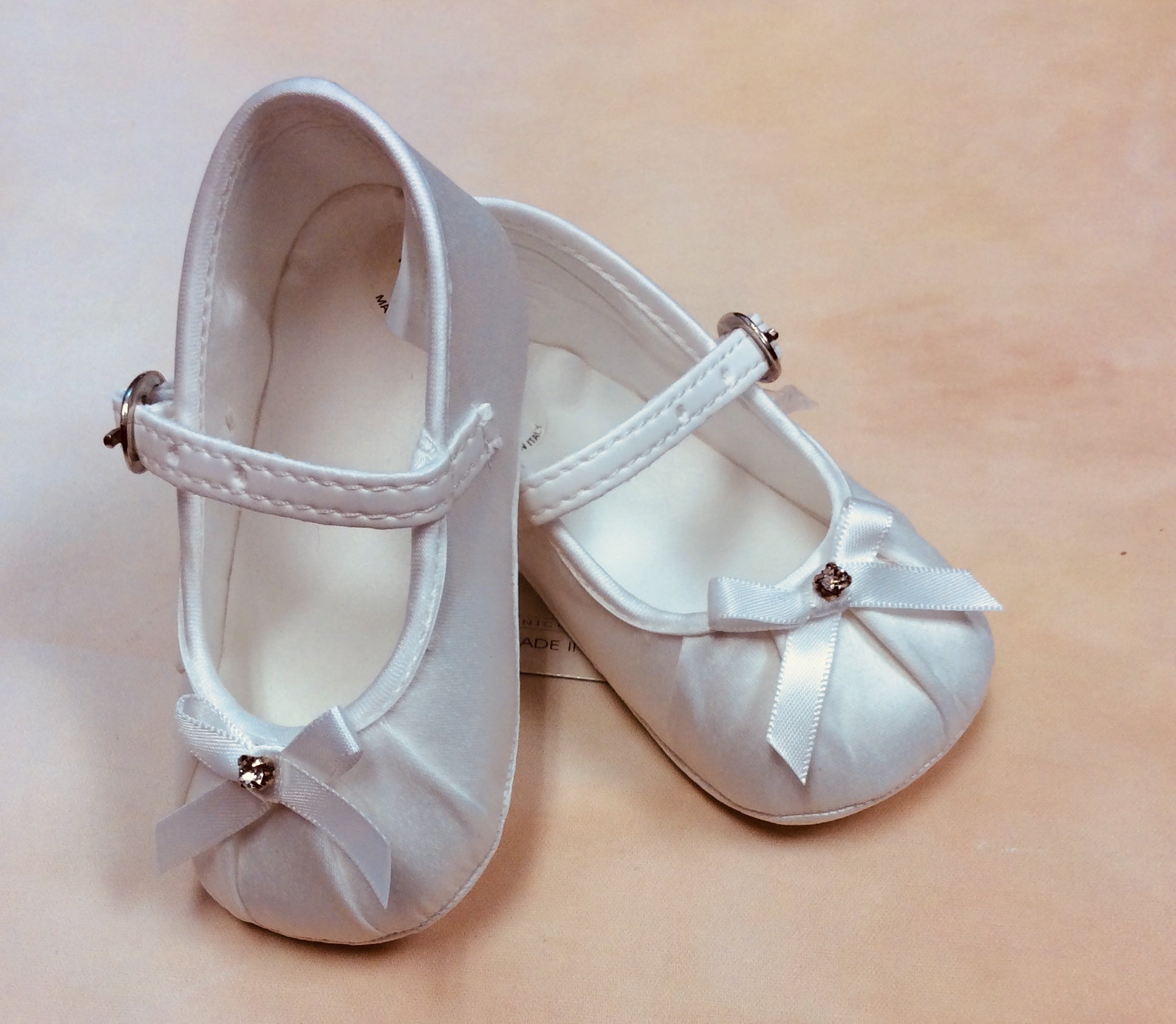 SF2901/T0028 Eggshell Christening mary jane shoes with rhinestone center-Nenes Lullaby Boutique Inc-Nenes Lullaby Boutique Inc