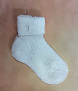 VV055CR Boys Christening Sock with cross come white or diamond white-Nenes Lullaby Boutique Inc-Nenes Lullaby Boutique Inc