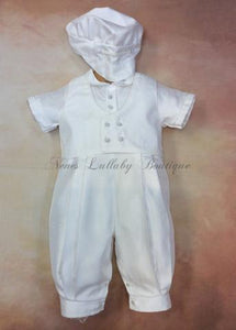 PB_Willie_SK_SS_LP Boys Christening silk or shantung outfit Short Sleeve/ Long pant with rider cap-Piccolo Bacio Christening-Nenes Lullaby Boutique Inc