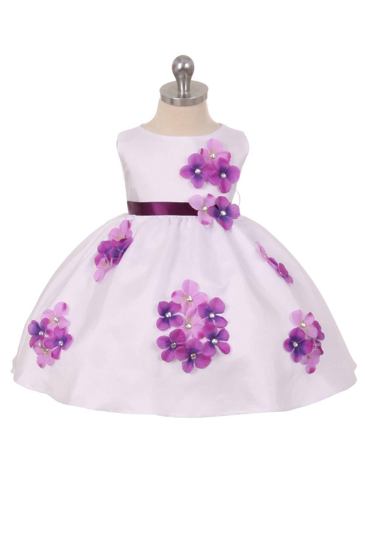 Shantung Dress Decorated with Flower Petals