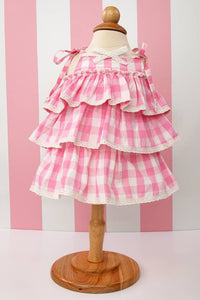 Pink Gingham Dress Baby Onesie: 18/24M / Pink Gingham