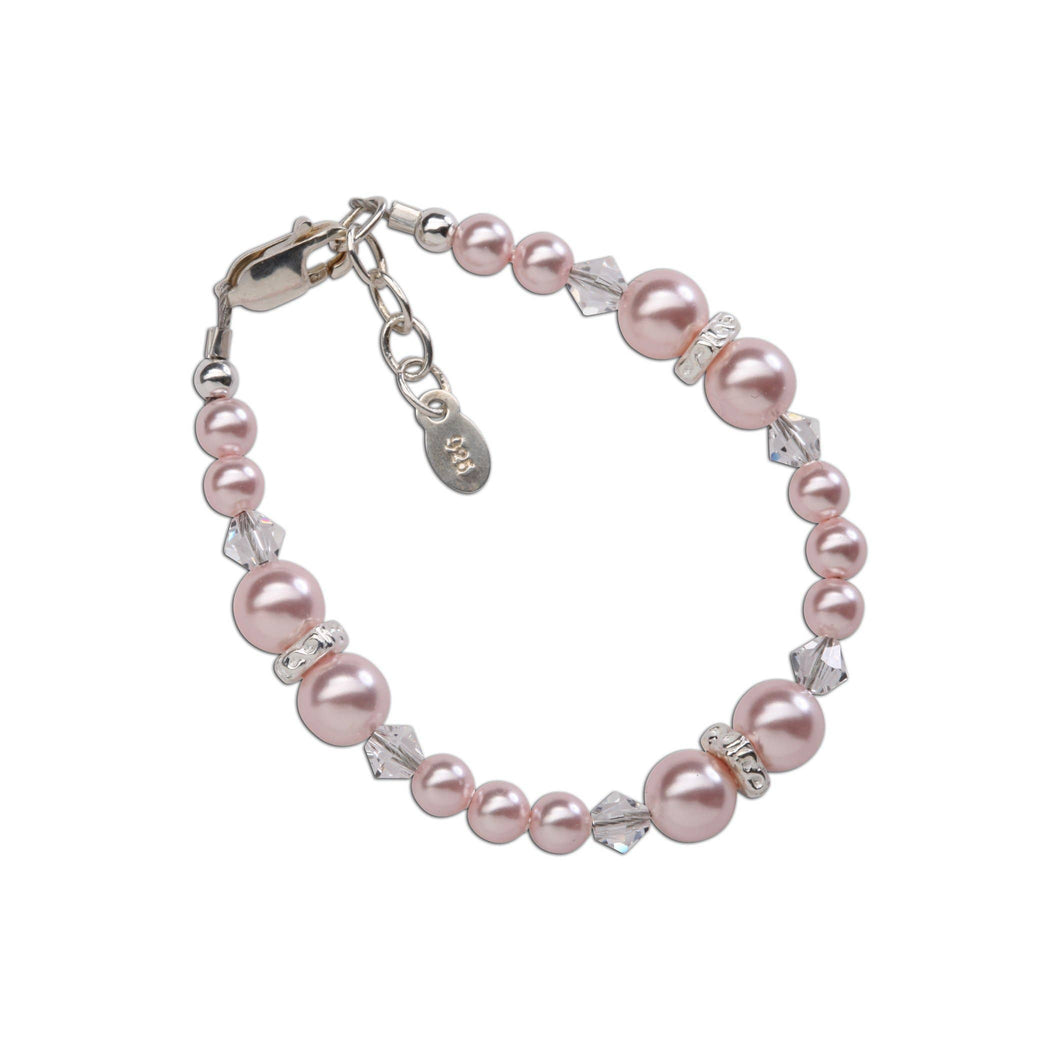 Sadie - Sterling Silver Pink Pearl Baby & Childrens Bracelet - Nenes Lullaby Boutique Inc