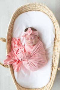 Swaddle Blanket, Hat & Headband Set (Newborn - 3 mo.) - Pink