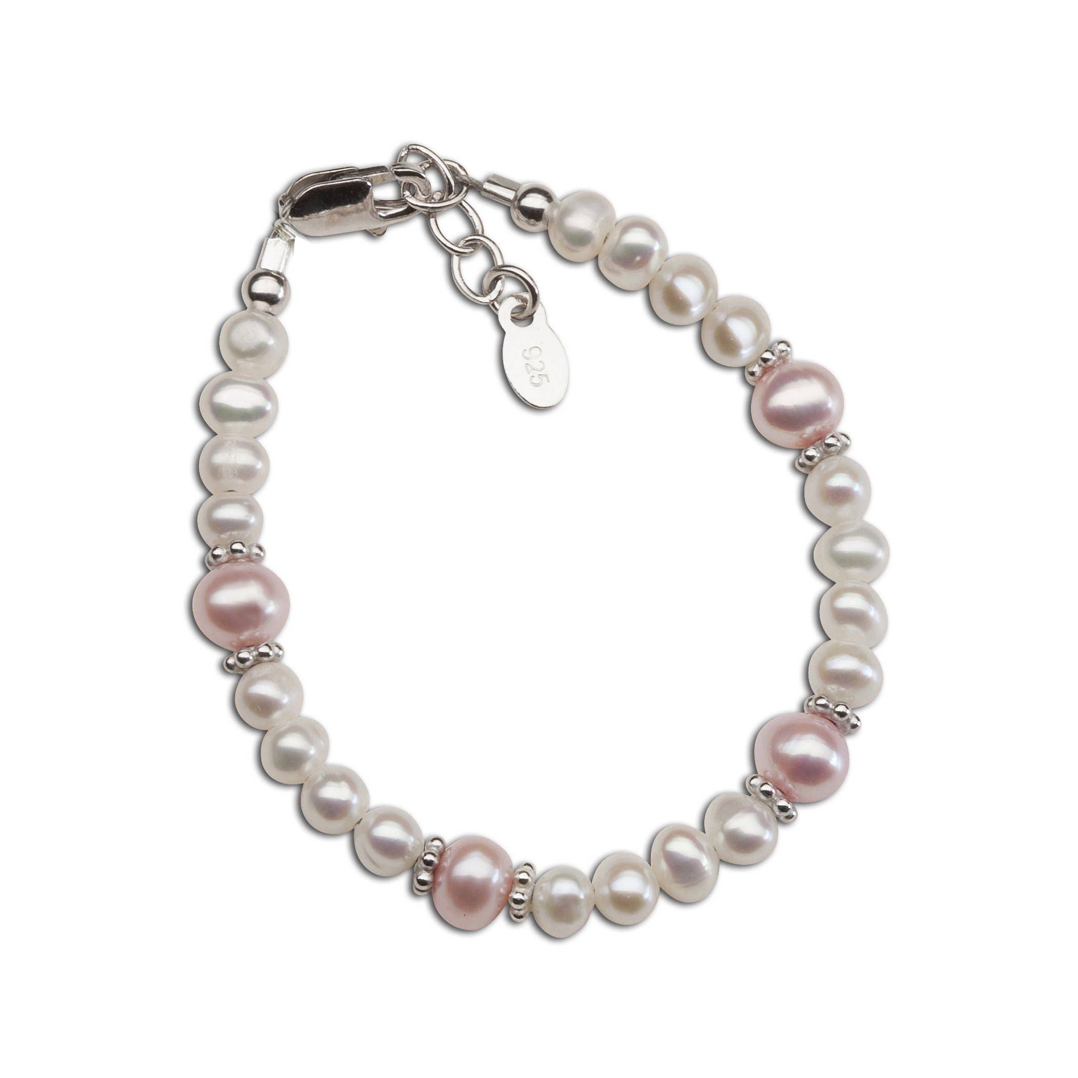 Girls Sterling Silver Pearl Baby Bracelet or Kids Jewelry