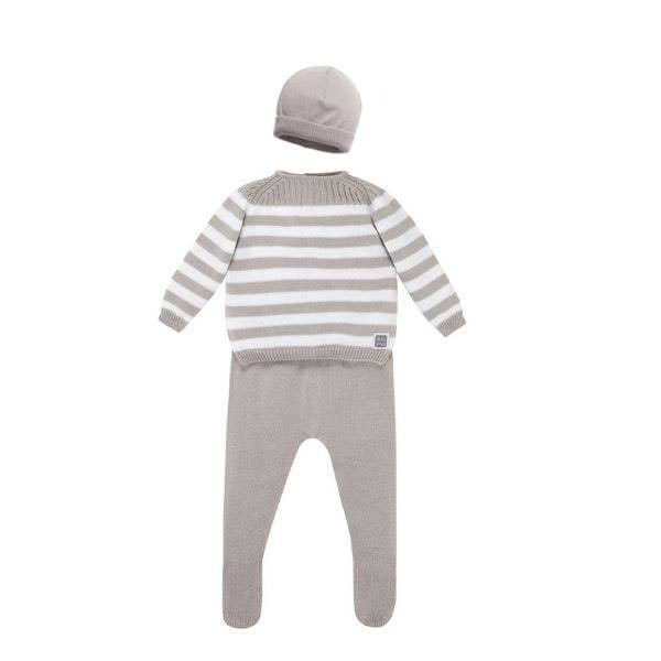 Cabrera Gray with hat 3 piece  100% Cotton knit set