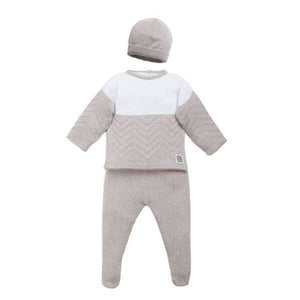 Baby Boy Gray  Alfa 3 piece  100% Cotton knit set