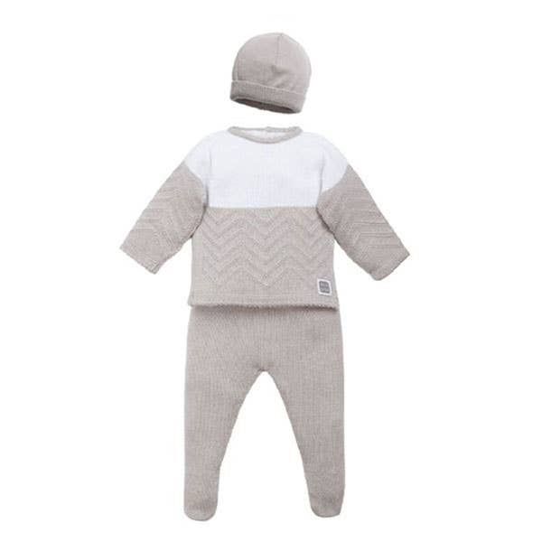 Baby Boy Gray  Alfa 3 piece  100% Cotton knit set