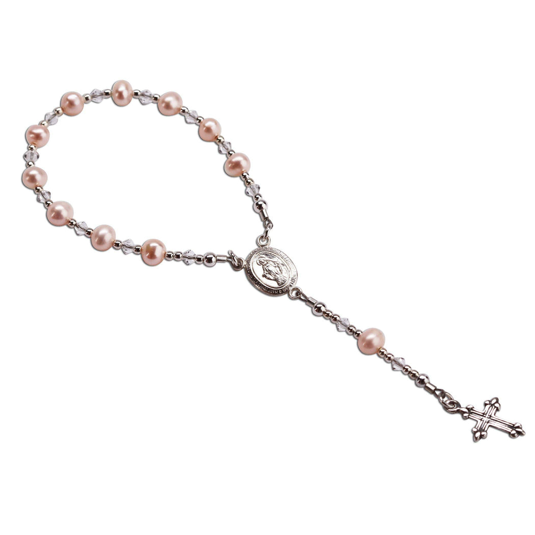 Sterling Silver Pink Baby Rosary Baptism Christening Gift