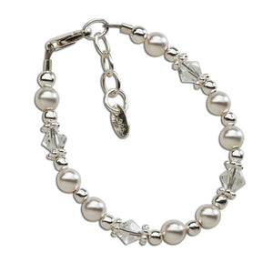 Hope - Sterling Silver Pearl / Crystal Baby & Kids Bracelet