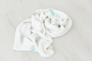 Bamboo and Organic Cotton Muslin Feather Swaddle Blanket