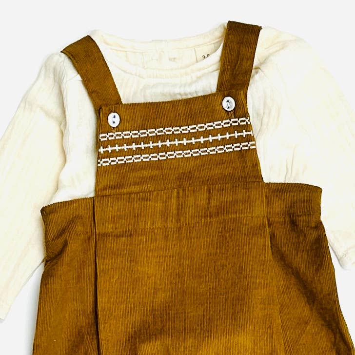 Corduroy Baby Overall Set with Muslin Shirt (Organic Cotton)