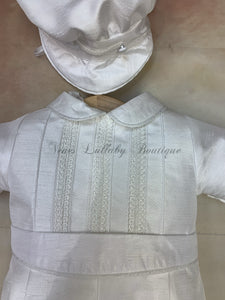 PB_Little Prince_SK_SS_KN boys Christening Romper by Piccolo Bacio-Piccolo Bacio Christening-Nenes Lullaby Boutique Inc