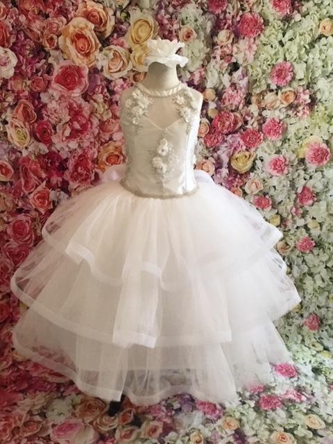 Nan & Jan Sparkly Lace and Tulle Communion Mariana Dress with Border L –  Sara's Children's Boutique