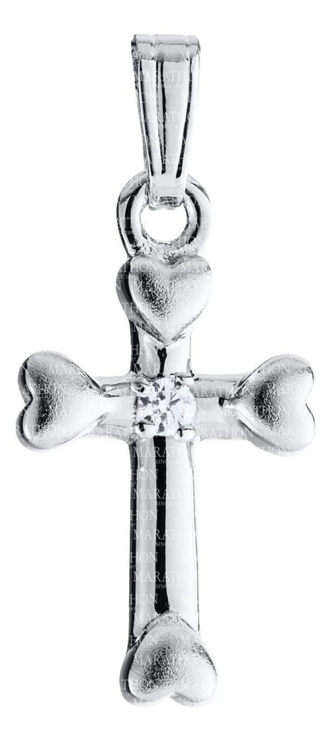 Baby Sterling Silver Cross with cz KKP734-Marathon-Nenes Lullaby Boutique Inc
