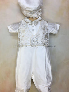 PB_Gianni Boys silk & silk brocade christening outfit by Piccolo Bacio Christening-Piccolo Bacio Christening-Nenes Lullaby Boutique Inc