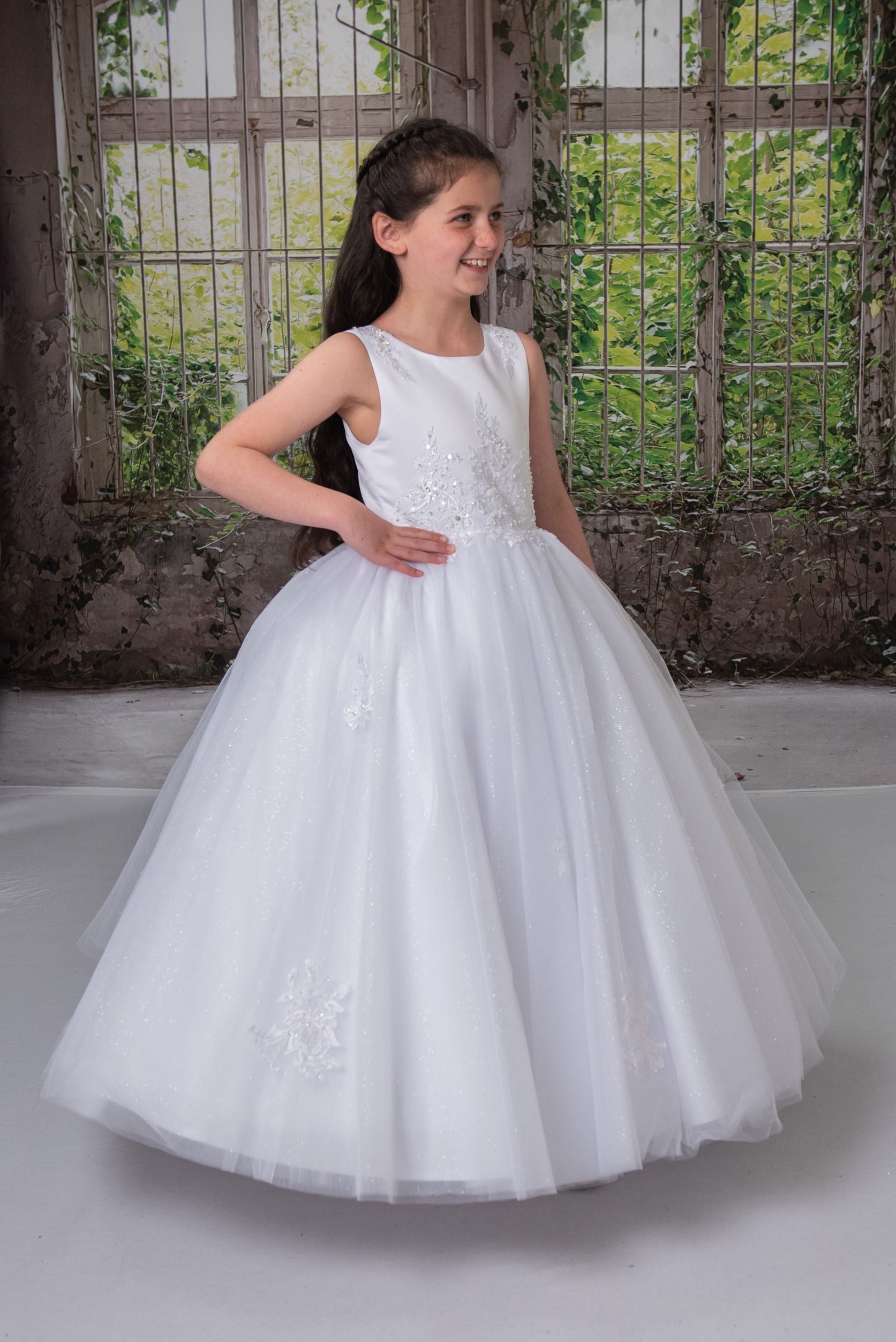 Girl White or Ivory Communion Dress by Sweetie Pie Style# 4063 Tea or Full Length